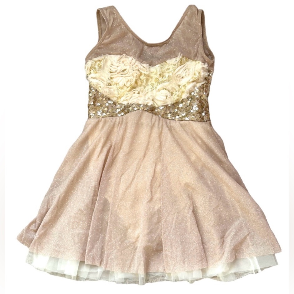A Wish Come Gold Dress Dance Costume Size Large Child